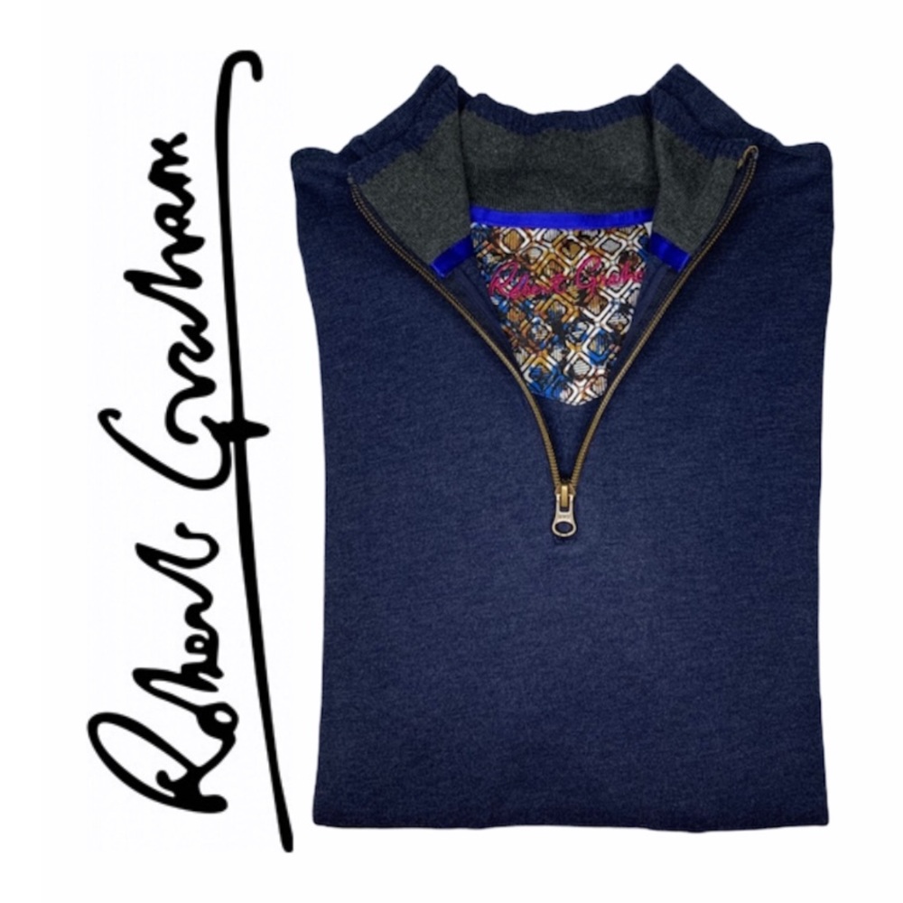 NWT ROBERT GRAHAM HUNTS NAVY QUARTER ZIP PULLOVER
